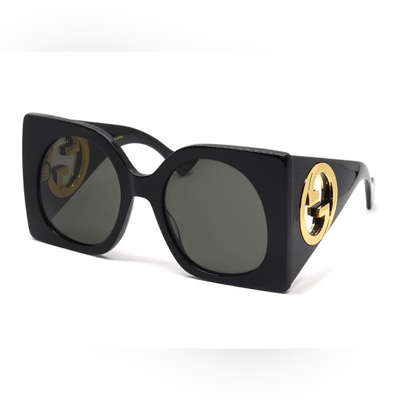 NEW GUCCI OVERSIZED SQUARE SUNGLASSES GUCCI GG1254S 001 BLACK GREY EYEWEAR - Picture 1 of 3
